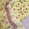 Pink Olive Jaal On Lemon Yellow Gadd Hand Block Suit Chanderi