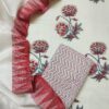 Red Bluish Grey Flower Hand Block Printed Suit New