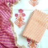 Pink & Orange Boota Leheriya Hand Block Printed Suit1