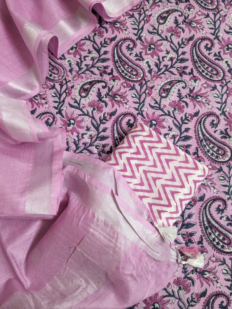 Rosy Pink Jaal Hand Block Printed Suit 1