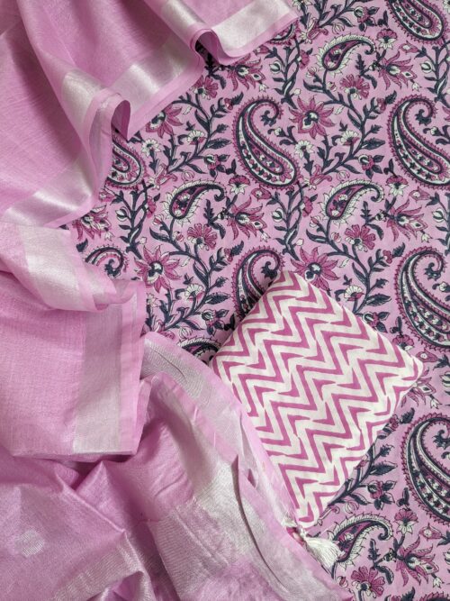 Rosy Pink Jaal Hand Block Printed Suit