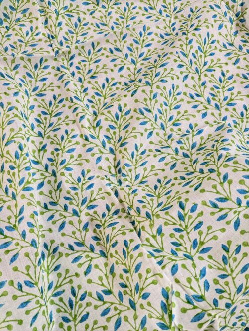 Blue Leaf Block Print Fabric2