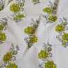 Green Yellow Flower Block Print Fabric