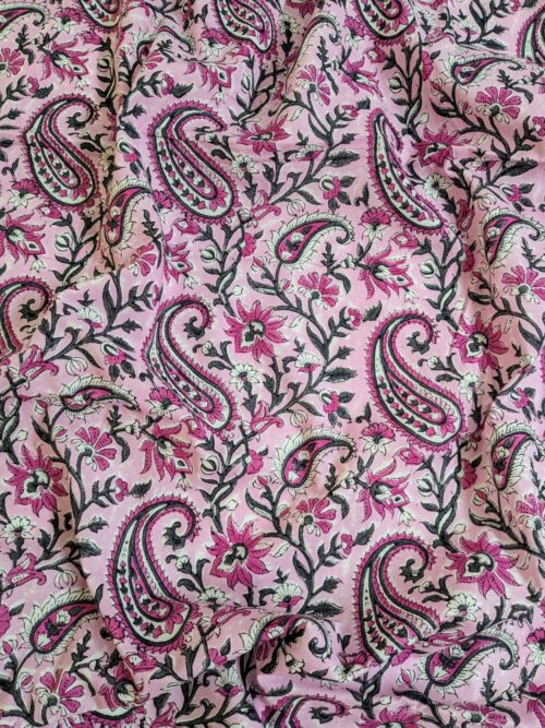 Pink Kairi Jaal Block Print Fabric