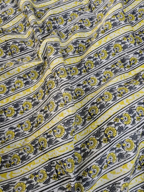 Yellow Grey Block Print Fabric