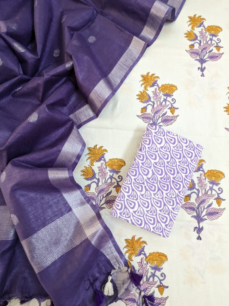 Breeze Lavender Hand Block Printed Suit