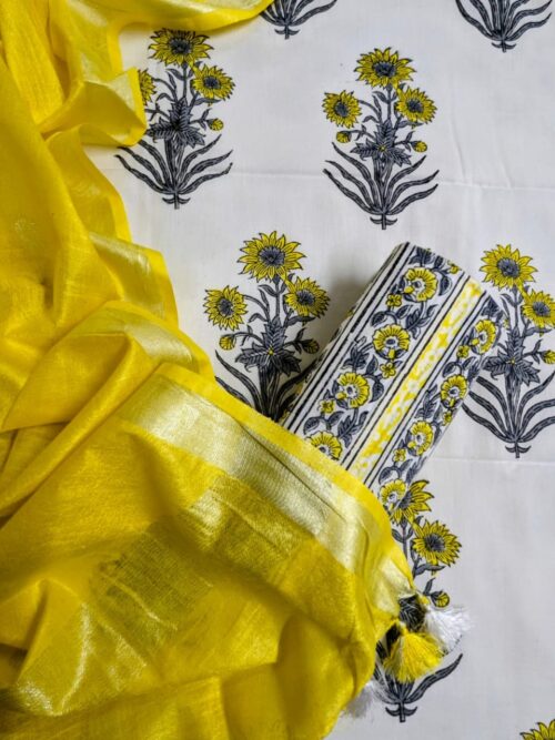 Sunflower Yellow Hand Block Printed Suit