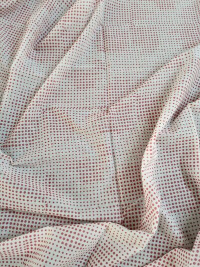 Red Polka Dots Hand Block Printed Dress Fabric
