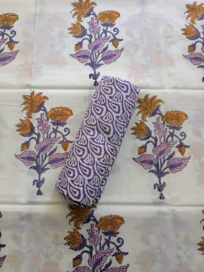 Purple Boota Hand Block Printed Kaftan Pant Set Fabric