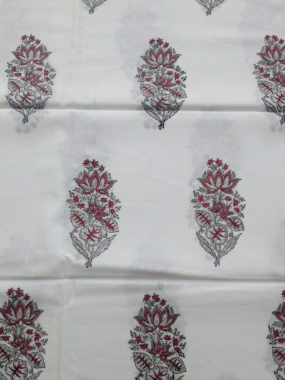 Red Grey Booti Hand Block Printed Co-ord Set Fabric