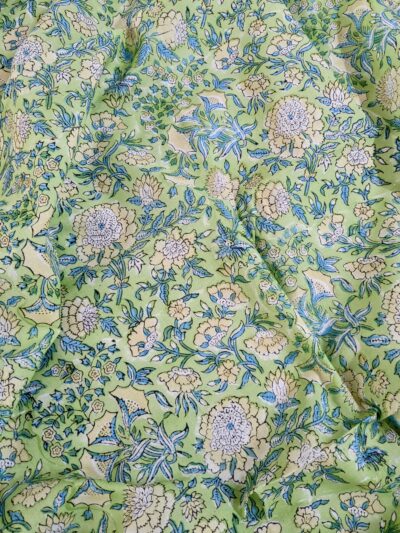 Summery Jaal Hand Block Printed Kaftan Pant Set Fabric