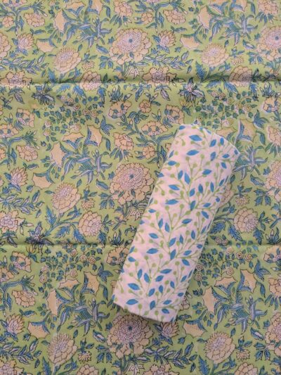 Summery Jaal Hand Block Printed Kaftan Pant Set Fabric
