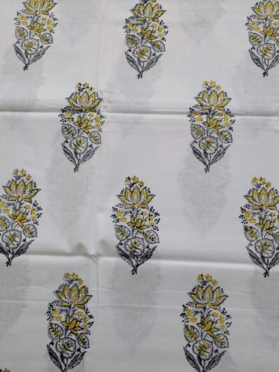 Yellow Grey Boota Hand Block Printed Co-ord Set Fabric